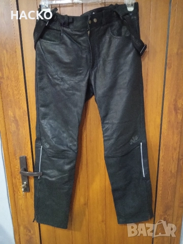 Мото Панталон AJS 100% Естествена Кожа с Тиранти Размер 54 Внос от Германия