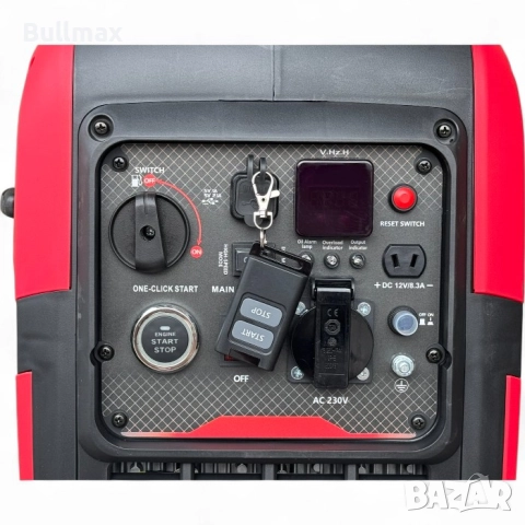 Инверторен обезшумен генератор за ток Bullmax 3500i,3.2kW, червен, преносим, ел.старт, Дистанционно , снимка 8 - Генератори - 52600628