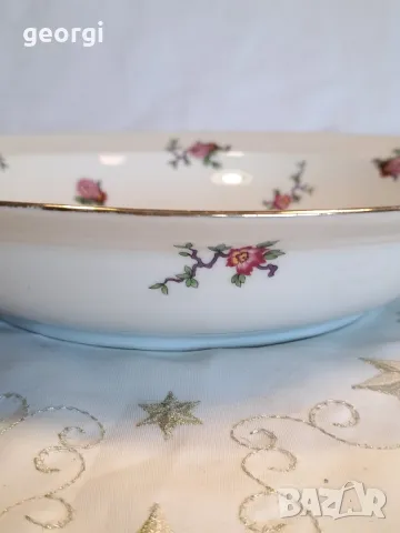 голяма порцеланова купа с рози и райски птици Limoges 8/2, снимка 2 - Сервизи - 49959116