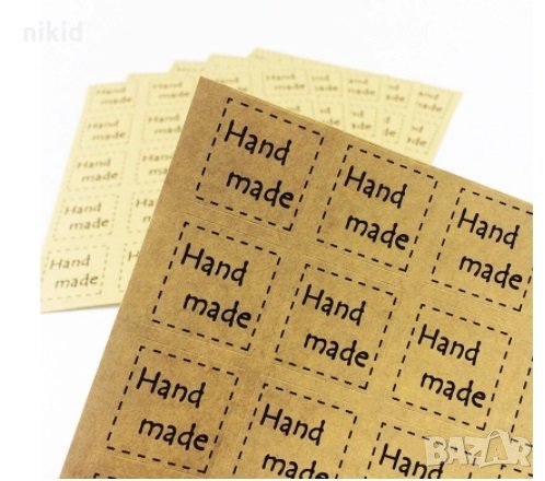 40 бр Hand Made квадратни малки самозалепващи лепенки стикери за ръчна изработка за подарък, снимка 2 - Други - 35143569