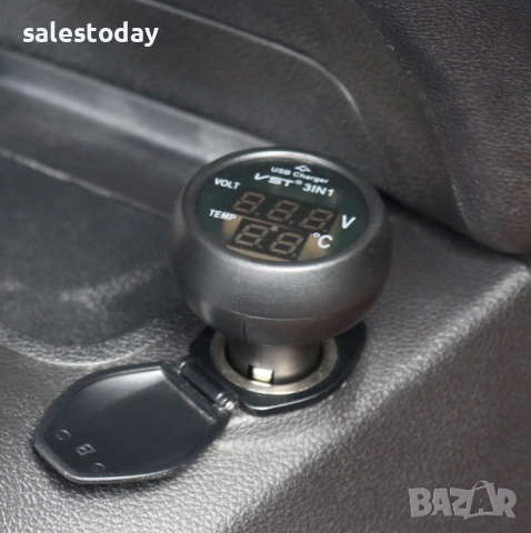 Волтметър  зарядно за кола, термометър за кола, 2.1А, снимка 2 - Аксесоари и консумативи - 39059302