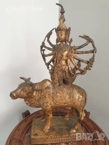 Shiva on Nandi 43см-4кг/стара азиатска/индийска бронзова фигура бог Шива язди бикът Нанди