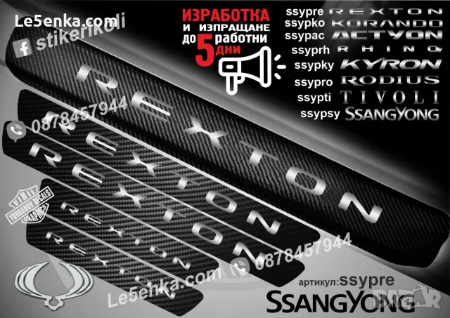 ПРАГОВЕ карбон SsangYong Kyron фолио стикери ssypky, снимка 4 - Аксесоари и консумативи - 43510631