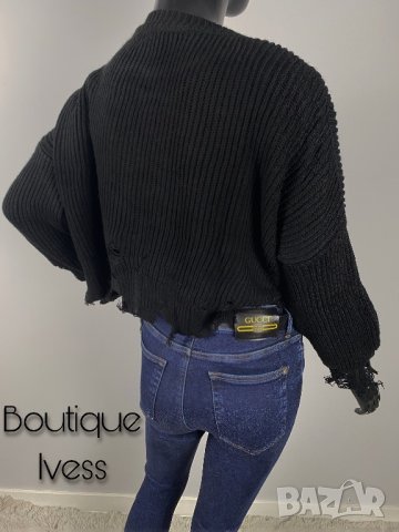 Дамски накъсан къс пуловер 5 цвята , снимка 8 - Блузи с дълъг ръкав и пуловери - 38669424