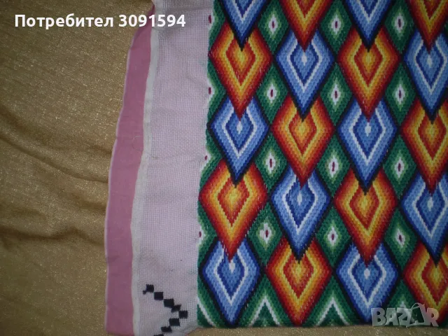 Ретро  ръчно бродирана кълъфка за възглавница многоцветна бродерия, снимка 3 - Други ценни предмети - 49941526