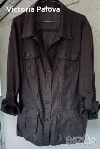 Модерно яке лен с вискоза цвят кафе,Германия, снимка 2 - Якета - 40314760