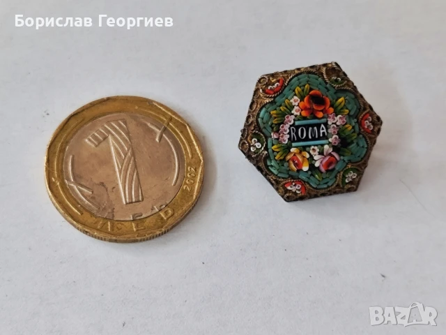 Стара сребърна брошка Италия Рим , снимка 5 - Колиета, медальони, синджири - 51201225
