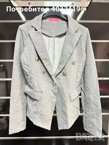 Сиво памучно дамско спортно сако , снимка 1