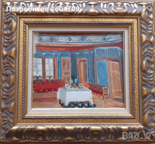 Стара картина "Възрожденска стая", снимка 7 - Картини - 52107303