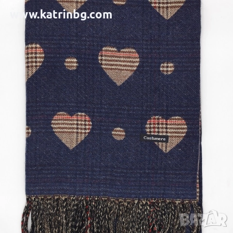 Стилен дамски зимен комплект шал, шапка и ръкавици в тъмносиньо и бежово Код на продукта:DAK-0016, снимка 2 - Подаръци за жени - 52200788