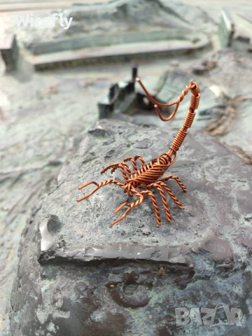 Скорпион от тел медна пластика ръчна изработка фигурка, снимка 4 - Декорация за дома - 51409104