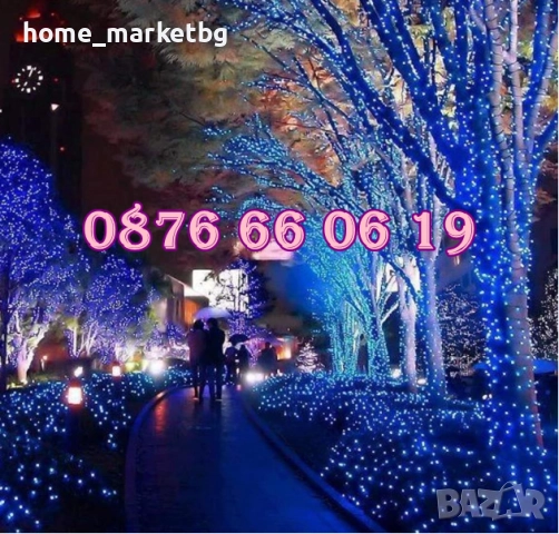 Коледни лампички 100 метра на макара, синя светлина, водоустойчиви, снимка 2 - Декорация за дома - 52424886