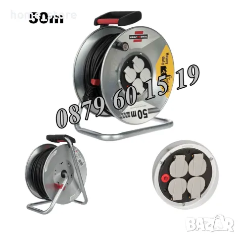 Ел. удължител макара 50 метра с 4 гнезда, снимка 2 - Други инструменти - 50090536