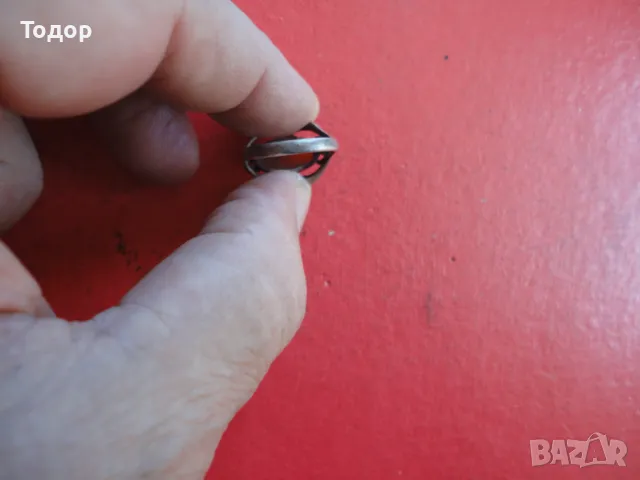 Сребърен пръстен с корнеол 835, снимка 4 - Пръстени - 47462860