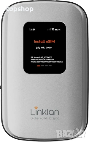 Чисто нов запечатан в целофан Преносим 4G LTE Мобилен Хотспот Linklan с eSIM Технология Глобален , снимка 2 - Рутери - 53890439