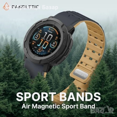 Нова Силиконова магнитна каишка за Garmin Fenix Instinct 22mm часовник, снимка 2 - Каишки за часовници - 53962111