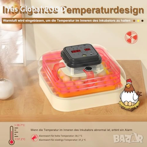 Инкубатор за 30 яйца Chalixion автоматичен, снимка 3 - Други стоки за животни - 54223333