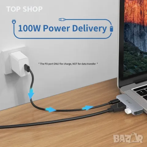 USB C към HDMI многопортов адаптер за MacBook Air Pro, снимка 6 - Кабели и адаптери - 49457614