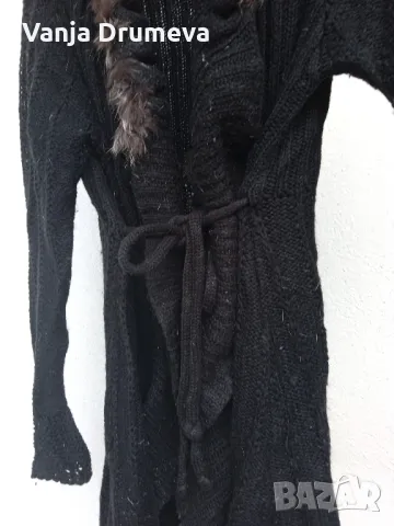  дълга елегантна жилетка с кожена апликация 