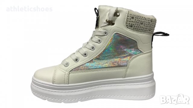 Дамски отоплени бели кецове-2035, снимка 2 - Дамски боти - 38191338