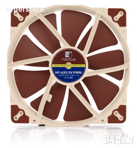 Вентилатор за компютър 200x200x30mm Noctua NF-A20-5V-PWM SSO2 Bearing 4-pin PWM USB 800RPM 5V, снимка 2 - Други - 40506355