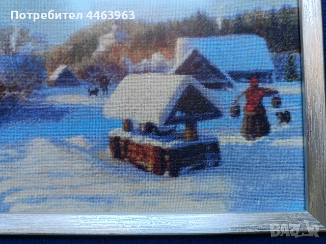 гоблен ,, Зимен ден", 33/20 см, снимка 17 - Гоблени - 51278761