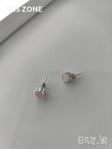 Сребърни обеци с естествен морганит, снимка 3 - Обеци - 52859997