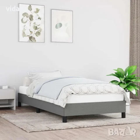 vidaXL Рамка за легло без матрак, тъмносива, 90x200 см, плат, снимка 2 - Спални и легла - 56147229