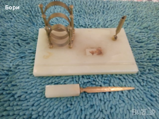 Стара мраморна поставка органайзер, снимка 2 - Други ценни предмети - 38053695