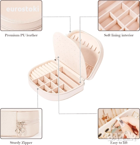 Кутия за бижута ProCase за пътуване, голяма кутия от изкуствена кожа за бижута за жени за пръстени, снимка 6 - Други - 51458433