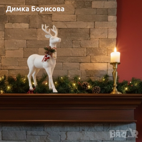Декоративен коледен елен златист или бял, снимка 2 - Декорация за дома - 52657804