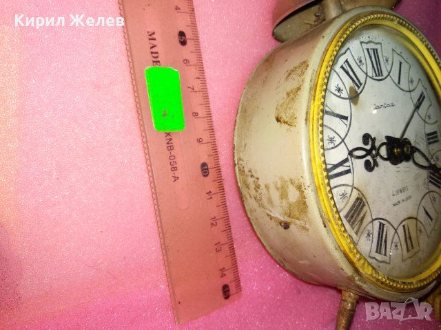 JANTAR MADE in USSR Стар РУСКИ БУДИЛНИК МЕХАНИЧЕН НАСТОЛЕН ЧАСОВНИК ЯНТАР СССР 43630, снимка 14 - Антикварни и старинни предмети - 44466540