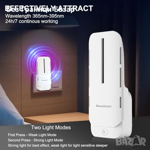 Нови 2 броя Електрически уред срещу летящи насекоми – тиха UV лампа, снимка 3 - Други стоки за дома - 50467659