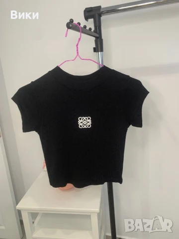 Черна кроп тениска , снимка 5 - Тениски - 50918331