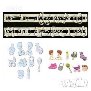 2 релси бебешки аксесоари бебе шише количка пластмасови резци резец форми бисквитки фондан резец 