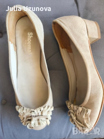 Велурени обувки с малък ток - 34 номер , снимка 2 - Дамски обувки на ток - 51712113