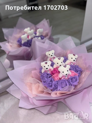 Букет с мечета и рози, снимка 2 - Декорация за дома - 53922666