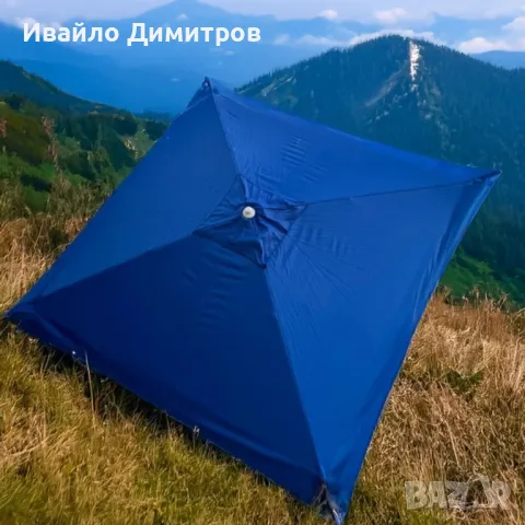 Квадратен градински чадър, син, 260х260 см, снимка 1