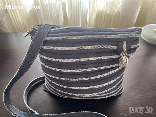 👜 Сива текстилна дамска чанта – лека и удобна, снимка 2 - Чанти - 52106753