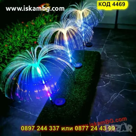 Цветна соларна лампа с RGB подсветка –  Медуза - КОД 4469, снимка 12 - Градински мебели, декорация  - 50325744