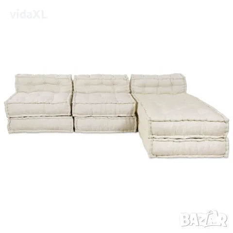 vidaXL Модулен диван Текстил Кремаво 210 x 140 x 56 см, снимка 6 - Дивани и мека мебел - 56147001