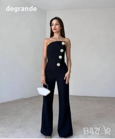 Елегантен дамски гащеризон наличен в бяло и черно , снимка 2 - Гащеризони - 51157082