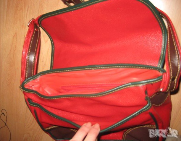 Чанта червена с дълга дръжка, снимка 7 - Чанти - 31962851
