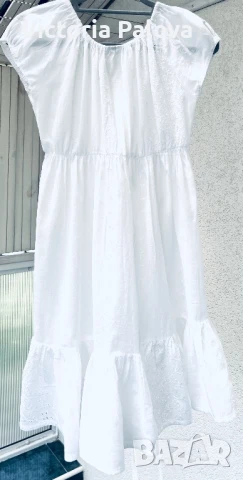 Бяла рокля-туника индийски памук, снимка 11 - Рокли - 51025662