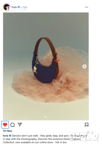 Малка, кокетна, дънки + кожа чанта Furla. Размери 21/22 см., снимка 8 - Чанти - 47702027