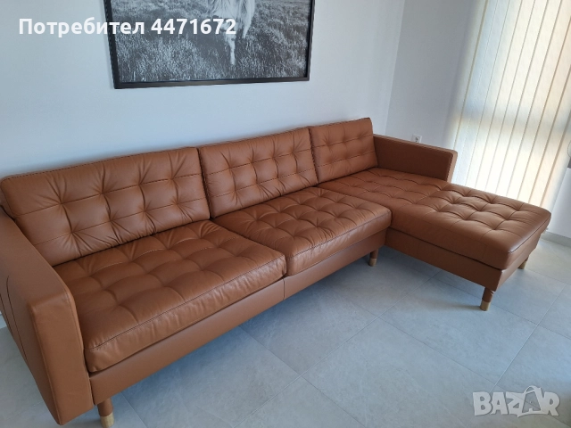 Като нов - Кожен диван IKEA LANDSKRONA, снимка 2 - Дивани и мека мебел - 52863862