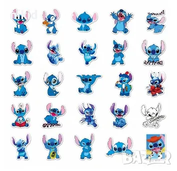 50 бр Лило и Стич lilo stitch самозалепващи лепенки стикери за украса декор картонена торта парти, снимка 9 - Други - 28665011