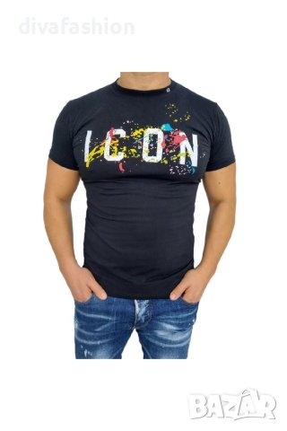 🛑Мъжка тениска ICON с цветен надпис ✅ТОП модели 🛑 XL XXL     , снимка 2 - Тениски - 36710791