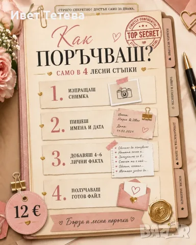 Персонализирано „Любовно досие“ по снимка – уникален дигитален подарък 💌, снимка 2 - Други услуги - 55805517