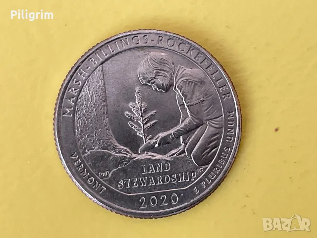 САЩ 25 цента 2020 г. (Р), Marsh - Billings - Rockefeller.